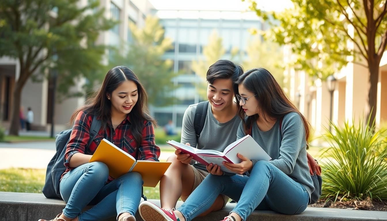 Student using learning strategies while studying